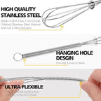 Anaeat Mini Wire Whisks, Set of 4 Portable Stainless Steel Kitchen Tiny Whisk & Egg Beater with Thick Wire - Sturdy Small Mixing Balloon for Cooking, Blending, Whiping, Beating and Stirring (5" + 7")