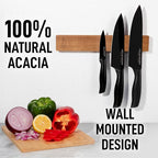 Zulay 11.75" Seamless Acacia Wood Magnetic Knife Holder - Wooden Magnetic Knife Strip for Organizing your Kitchen - Elegant & Multifunctional Magnet Holder for Wall with Easy Installation