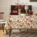 ISAENNE Designer Bohemian Linen Long Tablecloth Rectangle,Colorful Floral Pattern Table Cloth,Wrinkle Resistant Decorative Tablecloths for Dining Thanksgiving Kitchen Party,63"*102"-Grace A