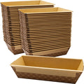 Chef-Grade Elegant 1Lb Paper Loaf Pans 50 Pk. Best Disposable Bakeable Kraft Pan Supply for Baking Bread, Small Meatloaf, Lemon Bundt Cake, Sweets for Holiday Gifts, Bake Sales or Fundraiser.