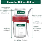 Danmu 2 Pack Overnight Oats Containers with Lids 16 oz,Dual-Layer Yogurt Parfait Cups with Lids,Meal Prep Containers Glass for Snack,Overnight Oats,Yogurt,Parfait,Salad Dishwasher Safe