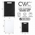 COOK WITH COLOR Non-Slip Cutting Board Set – Kitchen Essentials with Easy Grip Handle for Meat, Veggies, and Fruits, 3 Cutting Boards, Black/White