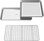 Baking Sheet with Rack Baker's Secret Pure Aluminum Non Toxic PTFE, PFAS, PFOA, BPA Free Baking Pans Set, 100% Recycled, 3pcs Bakeware Set Baking Pans Cookie Sheets 18"