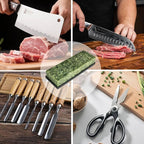 Knife Sharpening Stone,10000 Grit Sharpener Whetstone Final Fine Polishing Natural Green Honing Oilstone for Knives Tools,Cutting Tools (SET-A)