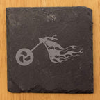 Ride The Fire: Flaming Chopper Motorcycle Coasters - Square Slate - Set of 5