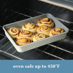 SUR LA TABLE Kitchen Essentials Bake Sale 9 X 13 Inch PFOA, PFAS, PTFE Free Nonstick Roaster/Cake/Baking Pan - Linen White