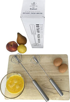 Stainless Steel Push Whisk - Easy to Use Manual Hand Mixer & Plunger Whisk - Make Froth, Foam & Whipped Cream - Semi Auto Egg Beater Plastic Tip Won’t Scratch Pans (2 Pack 10in & 12in) STEEL