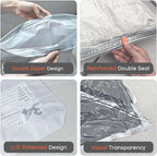 Vacuum Seal Bags for Clothing Travel, 8 Pack 34" Vacuum Storage Bags with Wireless Charging Pump Compression Packing for Clothes Blanket Bedding Suitcase Luggage, Space Saver for Travel