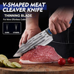 3PCS Butcher Knife Set for Meat Cutting， Hand Forged Professional Chef Knife Set Meat Cleaver Boning Knife for Home, Outdoor Cooking, Camping BBQ Gift Idea Men