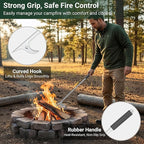 Tredre Fire Tongs and Fire Poker Set, Stainless Steel Fire Pit Tools for Outside, Heavy Duty Fireplace Tongs Log Grabber for Campfire, Wood Stove, Rust-Resistant Firewood Tong Set