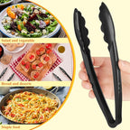 Tessco for you 150 Pcs Plastic Tongs for Serving Bulk, 9 Inch Plastic Disposable Serving Tongs Heavy Duty Salad Utensils for Kitchen Buffets BBQ Events Catering (Black)