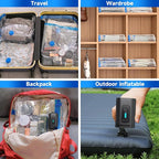 Travel Vacuum Storage Bags Combo Portable Wireless Electric Pump,12 Pack Compression Bags for Travel,Space Saver Vacuum Storage Bags for Clothing and Luggage