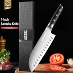 Kitory Santoku Knife - 7 Inch Full Tang GRANTON BLADE Kitchen Knife - Chef Knife for Chopping Vegetables- Forged German High Carbon Steel -2024 Gifts