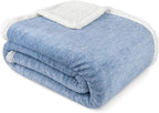 PAVILIA Melange Blue Sherpa Blanket Throw for Couch, Warm Soft Cozy Reversible Blanket Sofa Bed, Thick Plush Large Fleece Car Blanket, Decorative Home Room Decor Gifts Men Women, 50x60 Navy Blue