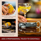 Bartender's All-in-One Bar Tool Set: Corkscrew, Zester, Citrus Knife and Bottle Opener Kit with Magnet for Picnics, Tailgating, BBQs, Camping, Travel, Beach Parties and Bartending, Black