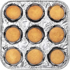 9-Cavity Mini Cupcake and Muffin Pans | Disposable Aluminium Baking Pans | Use for Baking Mini Muffin, Cupcake, Cake | For Weddings, Parties, Birthdays, Gatherings (12 Pack)
