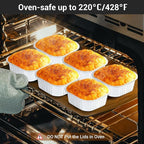 EUSOAR Disposable Ramekins with Lids, White 10oz 50pcs Creme Brulee Ramekins, Aluminum Foil Baking Cups, Square Cupcake Pans, Mini Cake loaf Bread Containers