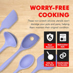 Chef Craft - Premium Silicone Kitchen Tools and Utensils Set, Non-Scratch, Withstands Temperatures up to 450°F, BPA-Free, 5 Piece Cooking Utensils Set, Pastel Blue