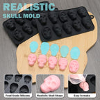 FreeNFond 10 Cavity Skull Silicone Chocolate Molds Sugar Skull Mold for Halloween Baking, Resin and Candy, Pack of 2 (Black, 2P-SmallSkull)