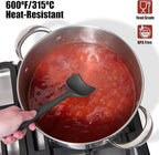 3-Piece Silicone Spatula Scrapers: Doosu 600°F Heat Resistant Food Grade Kitchen BPA Free Rubber Baking Cooking Tool Nonstick Utensil Set for Mixing, Scraping, Folding, Stirring, Serving (Black)