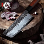 MITSUMOTO SAKARI Nakiri Chef Knife 7 inch - Hand Forged Japanese Kitchen Knives, 3-Layer 9CR18MOV High Carbon Steel, Rosewood Handle & Sandalwood Box