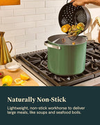 Caraway Stock Pot - 12 Qt Ceramic Coated With Lid - Free From Forever Chemicals - Large for Bigger Batches - Navy