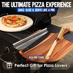 KitchenStar 16-inch Pizza Making Set, 6 PCS - Pizza Stone + Stainless Steel Rack, Acacia Wood Pizza Peel, Pizza Cutter Rocker + Protective Cover, Metal Brush - Oven & Grill Accessories Kit