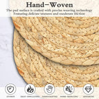 Boho Trivets for Hot Dishes, Pots and Pans, Farmhouse Water Hyacinth Hot Pads 8 Inch, Straw Pot Holders for Kitchen, Rustic Braided Heat Resistant Mat, Jute Coasters Set Wicker Decor (Natural 6 Pcs)