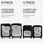 Aerotrunk Compression Packing Cubes for Travel - Luggage Organizer Bags - Double Zipper Packing Cubes for Suitcases (4-Pack, Light Grey)