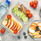 VERONES 10Pack Glass Meal Prep Containers, Airtight Glass Lunch Containers,Stackable Food Storage Containers Set with Lids,Exclusive of BPA, for Microwave,Oven, Freezer&Dishwasher Friendly,White