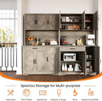 71" Kitchen Pantry Cabinet with Charging Station, Buffet Sideboard for Coffee Maker & Toaster, Storage Cabinet for Snacks, Spices & Wine, Fits Kitchen, Dining Room & Coffee Bar，Grey