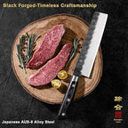 7 Inch Nakiri Knife, Black Forged Japanese Cleaver Knife Chefs Knife with High Carbon Stainless Steel, Japanese Nakiri Knife with Full Tang Pakkawood Handle, Christmas Gift with Premium Box