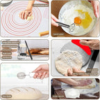 4 Color Complete sourdough bread makin Starter Kit,Sourdough Bread Baking Supplies for Beginner with Pot, Banneton Bread Proofing Baskets, Starter Jar, Scraper, Bread Making Tools & More (Red)