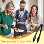 Tessco 50 Pcs Plastic Tongs for Serving Bulk, 9 Inch Plastic Disposable Serving Tongs Heavy Duty Salad Utensils for Kitchen Buffets BBQ Events Catering (Black)