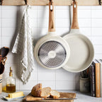Non Stick Frying Pans - Granite Frying Pan Set Nonstick Frying Pan with Lid Egg Pan Omelette Pans for Cooking Pan Set, Kitchen Skillet Set Induction Cookware Chef's Pan Gift, 8", 9.5" &11"