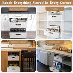 HBL' 2 Pack | 21" Deep Pull Out Cabinet Organizer Adhesive, 10-Inch Wide Sturdy Carbon Steel Roll-Out Drawers for Face Frame or Frameless Cabinets,Slide-Out Shelves for Pantry.