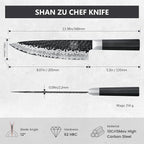 SHAN ZU Japanese Chef Knife 8 Inch, High Carbon Steel 10Cr15Mov Professional Kitchen Knife, Sharp Cooking Knife with G10 Handle Dishwasher Safe, Meat Cutting Gyuto Knife, Gifts for Women & Men