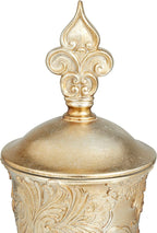Deco 79 Polystone Solid Decorative Jars, 7" x 7" x 19", Gold