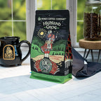 Bones Coffee Company Highland Grog, Butterscotch Caramel Flavored Coffee, Medium Roast Low Acid Arabica Beans Compatible with Auto drip and French Press Coffee Maker, 12 Oz Ground