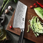 HOSHANHO Cleaver Knife 7 Inch, Razor Sharp High Carbon Powder Steel Meat Cleaver, Professional Butcher Chopper Kitchen Knife for Meat Cutting Vegetable Slicing