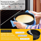 P&P CHEF Non-stick Cake Pan Set of 4, 6 Inch Round Baking Cake Pans Tins for Tier Smash Cakes, Non-Toxic & Solid, Stainless Steel Core & Leak-Proof, 4Pcs