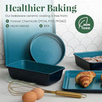Larder & Vine 8-Piece Bakeware Set | Non-Stick Baking Set with Ceramic Finish | PFAS, PFOA, PTFE, and BPA Free Baking Essentials | Baking Sheets, Muffin Tins and Assorted Baking Pans | Bondi