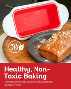 Premium Non-Stick Silicone Bread Loaf Pan, 9x5 Inches – Heavy-Duty Steel Frame, Non-Toxic, BPA & PFOA Free – Perfect for Pound Cakes, Breads, & More.