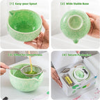 TEANAGOO Matcha Whisk Set,7 Pcs Matcha Set Green,Ceremony Matcha Kit,Matcha Tea Set for Making Latte,Ceramic Bowl(chawan) whith Spout and Whisk,Gift for Matcha Lovers