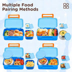 Bento Lunch Box for Kids With 8oz Thermo, Leakproof Bento Box with with 2 Compartments, Insulated Bottle, Lunch Bag, BPA Free Dishwasher Safe for School Girls Boys (Blue)