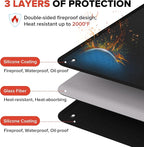 70 x 48 Inch Under Grill Mats for Outdoor Grill, Double-Sided Fireproof Grill Protector Pad, Waterproof, Oil-Proof, Indoor Fireplace/Fire Pit Mat, Easy-Clean BBQ/Grill Floor Mat for Deck & Lawn
