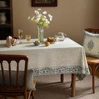 ISAENNE Designer Vintage Linen Elegant Square Table Cloth,Chinoiserie Floral Tablecloth,Wrinkle Resistant Decor Table Cover for Dining Thanksgiving Kitchen Christmas,67"*67"-Segerman B