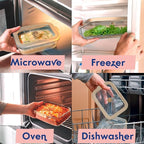Ziruma Non-Toxic 4 Pack - Glass Food Storage Containers With Lids – Plastic Free, Airtight Meal Prep Containers, Multi-Size (12, 21, 35, 50 Oz), Microwave & Freezer Safe