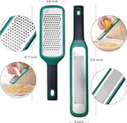 linoroso Lemon Zester & Cheese Grater Set of 2 - Kitchen Handheld Grater Tool for Cheese, Garlic, Ginger, Nutmeg, Chocolate, Fruits - Razor Sharp Stainless Steel Blade with Protective Cover