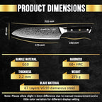 SliceElite Elite Series 7 Inch Santoku Knife VG10 Damascus Steel G10 Handle Dual Protection Cutting Kitchen Tool Sharp Vegetable Meat Chopping BBQ Chef Slicing Cleaver Cooking Camping Butcher Gift
